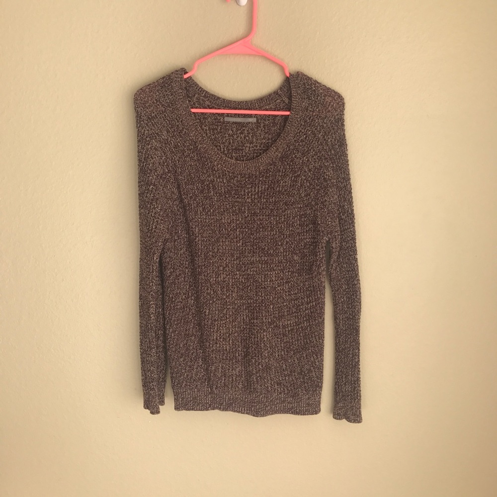 Burgundy and Tan Knit Sweater